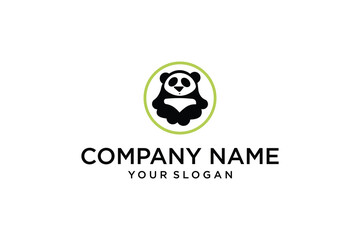black modern panda logo design illustration