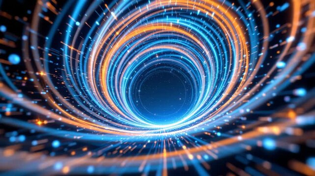 Vortex of Light: A vibrant visualization of a spiraling vortex of light, capturing the essence of energy, data flow, and futuristic technology.