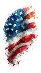 Artistic representation of the American flag creating a vibrant and colorful effect