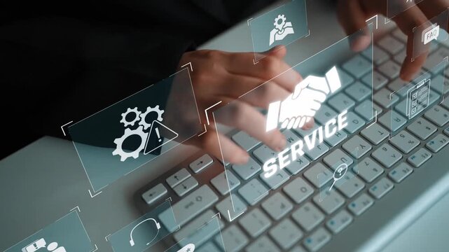 Customer service and support workflow with cooperation, communication, maintenance, and checklist icons for efficient service operation and user satisfaction Marrow