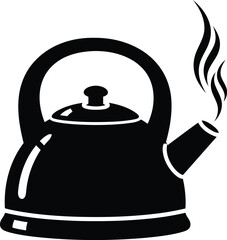 Vintage style hot water kettle steam isolated simple retro kitchenware drink preparation cooking equipment vector