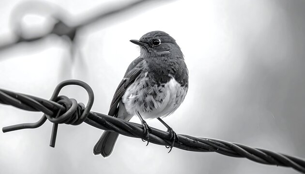 A small bird perched on a wire - Powered by Adobe