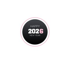 Set of Happy New Year 2026 logo design template with numbers and typography. Trendy minimalist vector illustration. Creative concept for branding, calendar, greeting card, banner, poster