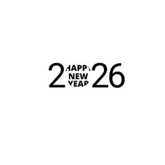 Set of Happy New Year 2026 logo design template with numbers and typography. Trendy minimalist vector illustration. Creative concept for branding, calendar, greeting card, banner, poster