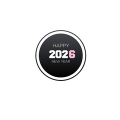 Set of Happy New Year 2026 logo design template with numbers and typography. Trendy minimalist vector illustration. Creative concept for branding, calendar, greeting card, banner, poster