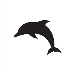 Fototapeta premium dolphin isolated on white background silhouette vector icon clipart
