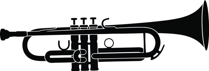 Vintage brass trumpet musical instrument silhouette vector illustration jazz blues orchestra performance vector