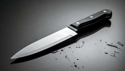 Kitchen knife on dark surface
