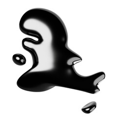 Abstract Liquid Silver Metallic Shape with Reflective Surface on Transparent Background Modern Art Design
