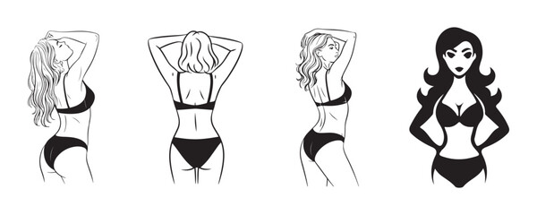 Fashion and Beauty Female Back Pose Illustration