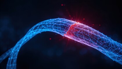 Futuristic data cable with vibrant glowing energy, perfect for tech, innovation, and digital transformation concepts, modern design