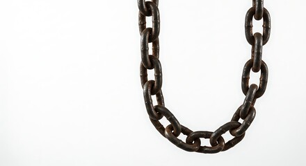 Obraz premium Close up view of a rusty metal chain isolated on white background