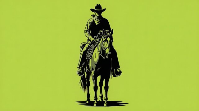 cowboy riding horse western silhouette illustration
