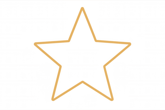 Outline star icon in yellow, representing quality, rating, favorite, review, success, and achievement on a transparent background