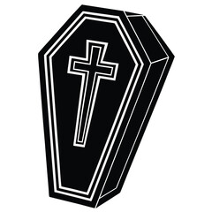 Obraz premium halloween coffin with cross illustration on white .eps