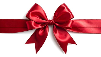 Fototapeta premium Red satin ribbon bow (1)