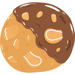 Christmas Gingerbread Cookie With Chocolate Clipart, Xmas Treat Illustration 