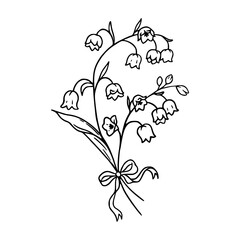lily of the valley flower with bow ribbon line art © Zen20