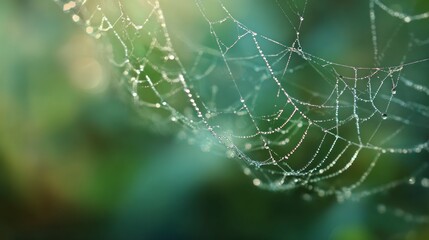 Dew drops on spider web