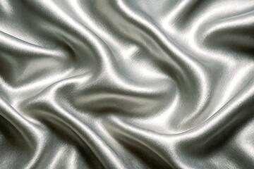 Fototapeta premium Shiny silver satin fabric with smooth folds and elegant texture, perfect background for luxury, fashion, and modern design concepts.