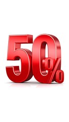 Red 50% off 3D graphic