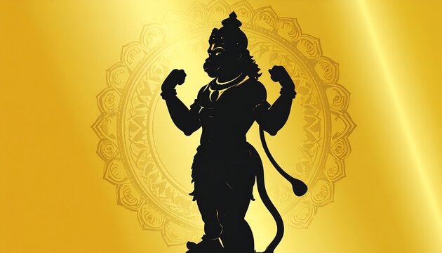 Silhouette of a deity, intricate gold background