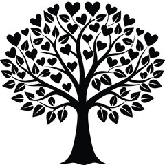 Obraz premium tree with heart shaped leaves clipart on white bac.eps