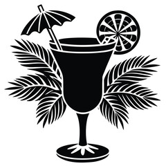 tropical cocktail glass summer clipart on white ba.eps