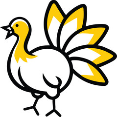 turkey with star shaped feathers clipart on white .eps