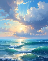 Stunning seascape at sunrise