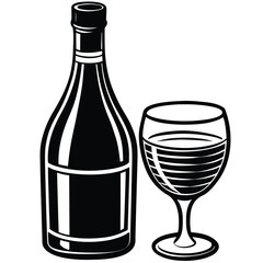 wine bottle and glass vector illustration on white (1).eps