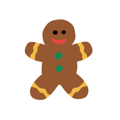 Gingerbread Man in Flat Style for Christmas Cookie Icon