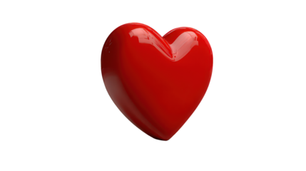 Glossy Red Heart Shape 3D Rendering