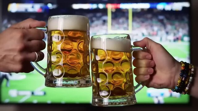 Beer Toast with Football Game, and Home.