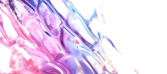 Shimmering liquid metal waves with iridescent pink and blue hues create a dynamic, futuristic abstract texture perfect for modern design projects and captivating visual effects.
