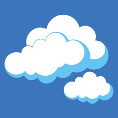Two Puffy White Clouds on a Blue Background fluffy