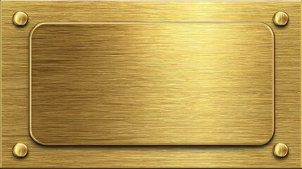 Shiny gold metal plaque with brushed texture, sleek and elegant design, isolated on white background, high-resolution, realistic lighting, premium quality