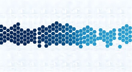 Dynamic blue gradient hexagons forming abstract wave across clean white backdrop for modern tech, science, or medical presentations