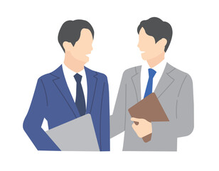 2人の働くビジネスパーソンのシンプルイメージ イラスト素材