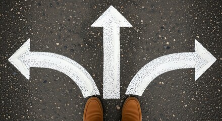 Standing at a crossroads with three distinct path options, symbolizing choice and direction in life's journey