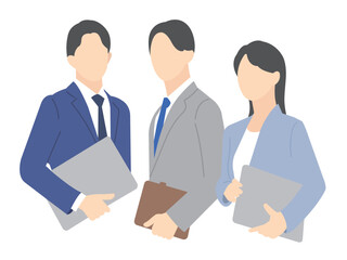 3人の働くビジネスパーソンのシンプルイメージ イラスト素材