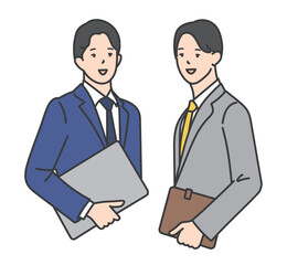 2人の働くビジネスパーソンのシンプルイメージ イラスト素材
