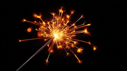 Naklejka premium Sparkler Light Blanketing a Dark Background, Capturing the Magic and Beauty of Celebration and Joyful Moments in a Stunning Display of Fireworks