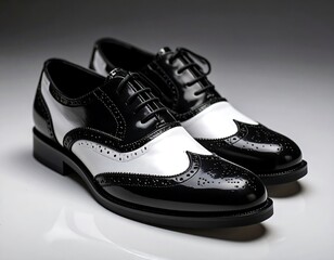 Black and white brogue shoes