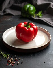 Red bell pepper on plate