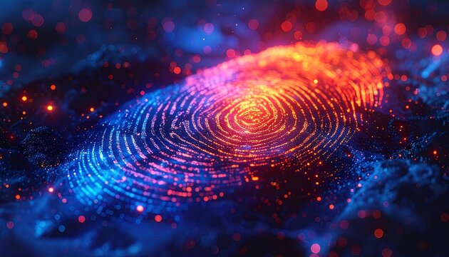 Abstract fingerprint, vibrant colors, digital art