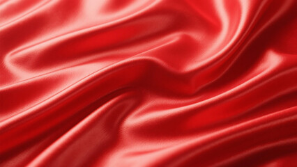 Obraz premium Rich red satin fabric background with elegant folds and shimmering highlights creating a luxurious textured surface ideal for design.