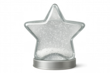 Star snow globe with glistening artificial snow, adding festive cheer to holiday and winter decorations