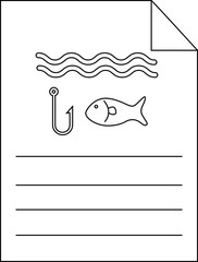 paper icon line and sea fishing icon