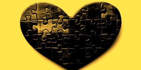 heart-shaped puzzle pieces arranged creatively on a background, symbolizing love and connection through collaborative play